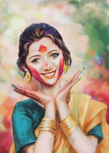 印度女孩插画图片壁纸