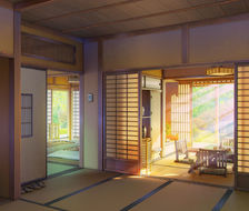 日本村的家内部-背景原创