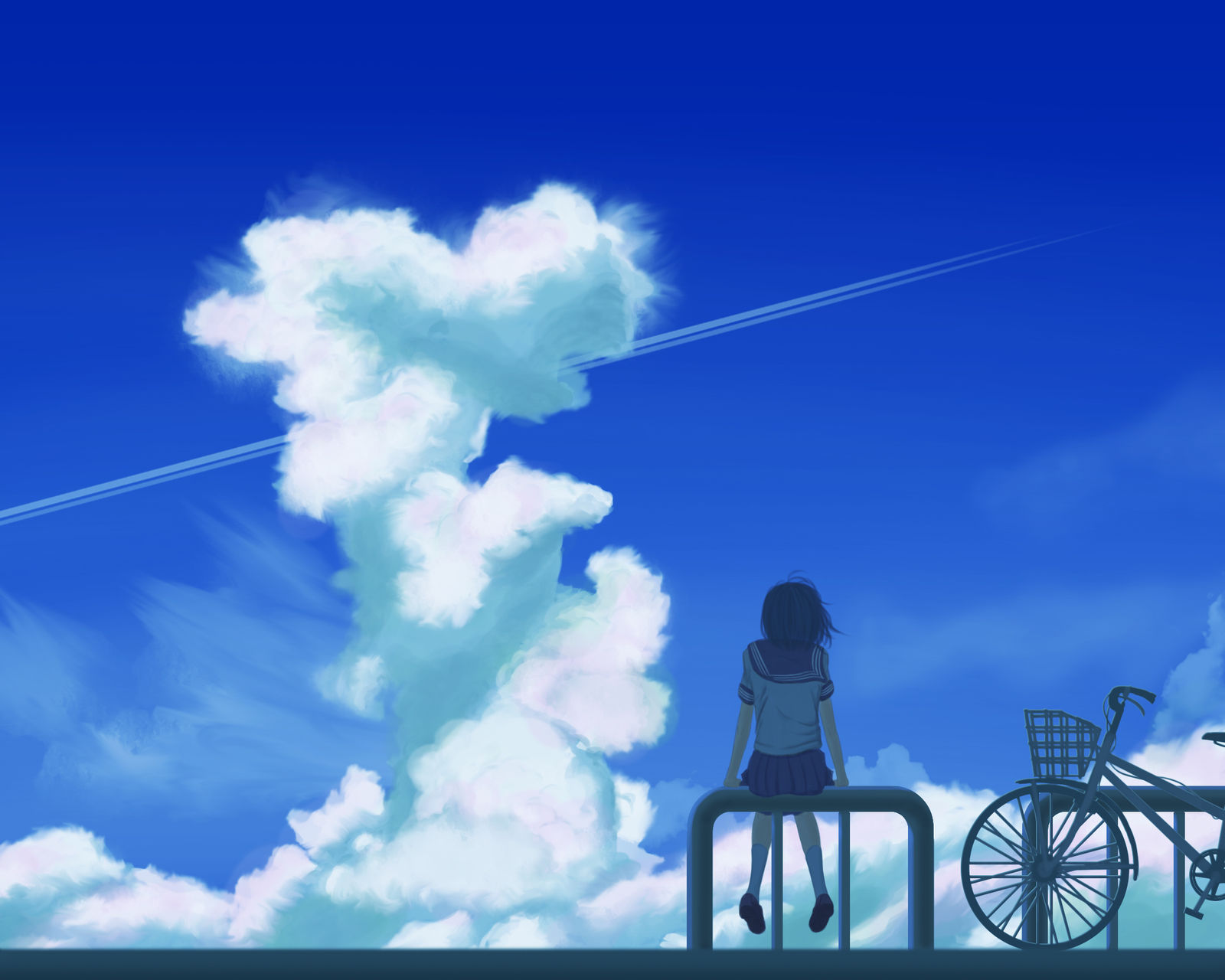 无题-蓝天白云飞机云