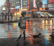 雨中漫步-城市印象绘插画