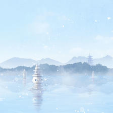 杭州西湖插画图片壁纸