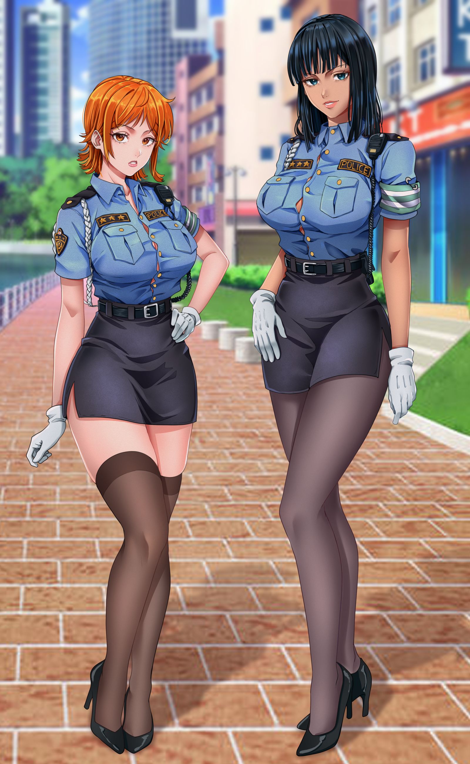 Police Nami & Robin插画图片壁纸