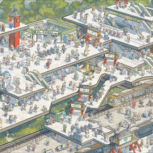 都市丛林之 北京东直门地铁站插画图片壁纸