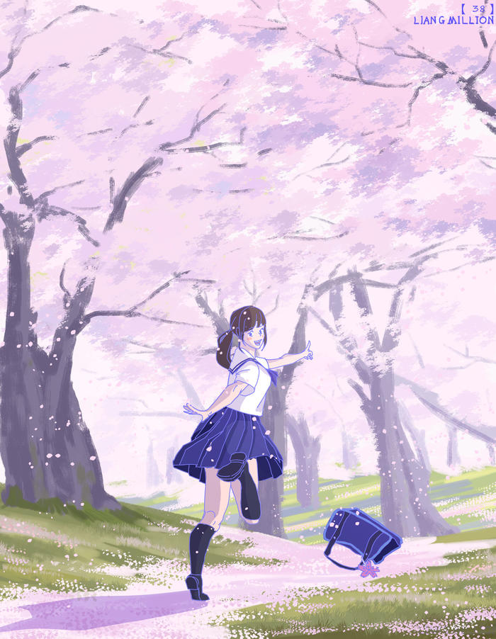 Day38樱花树插画图片壁纸