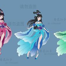 古装仙女配色插画图片壁纸