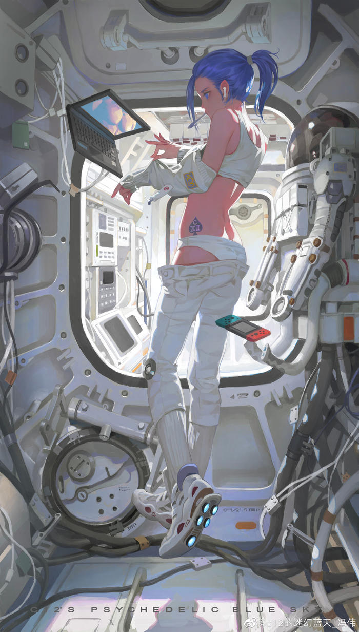 宇航员少女插画图片壁纸