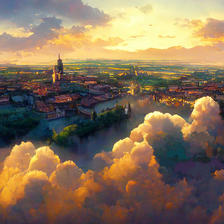 云下的城插画图片壁纸