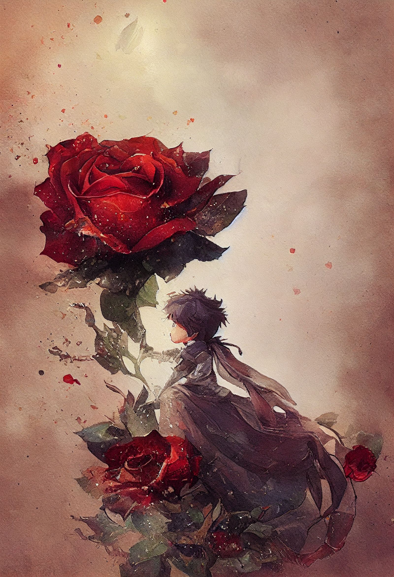 玫瑰花和小王子插画图片壁纸