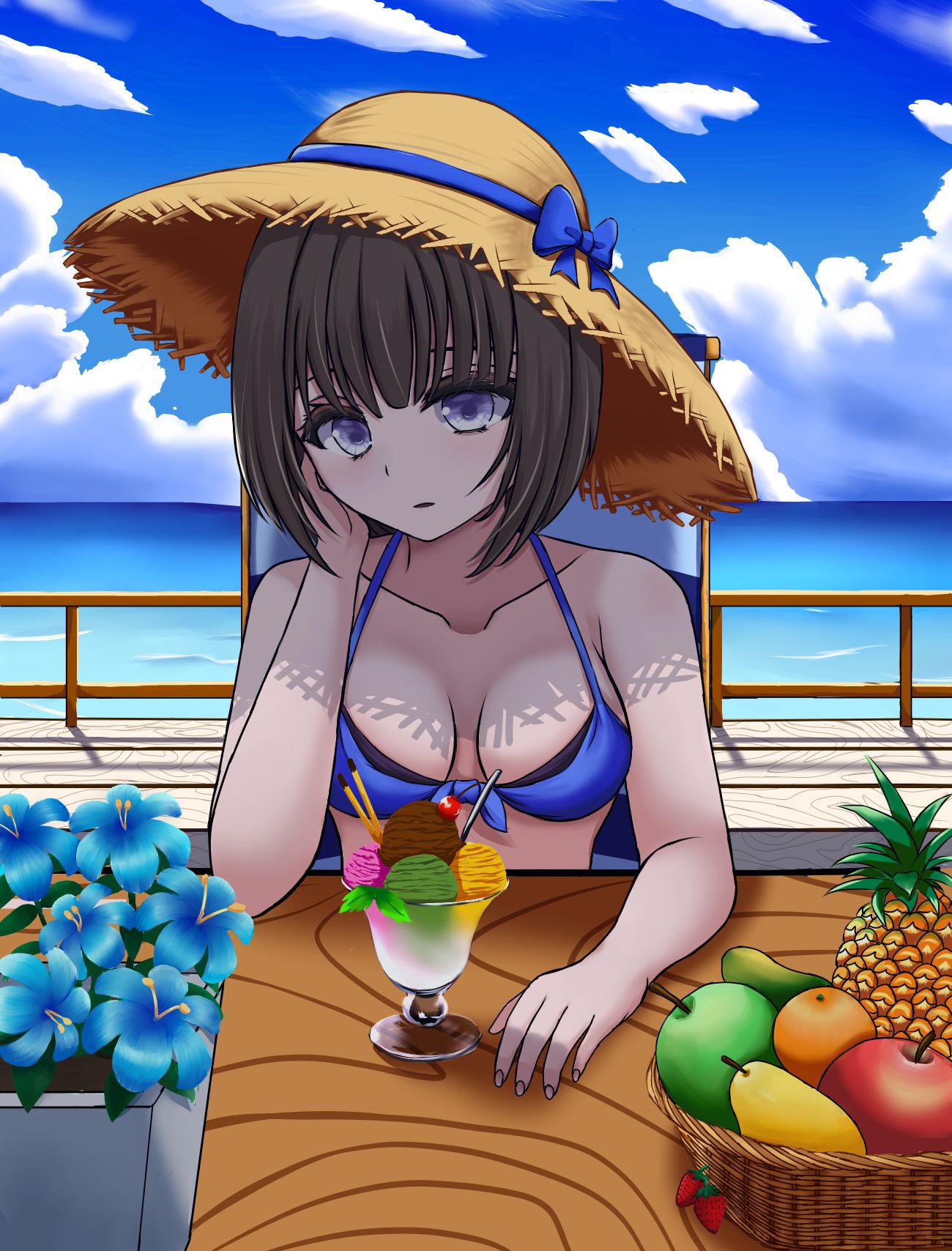 海边度假的少女