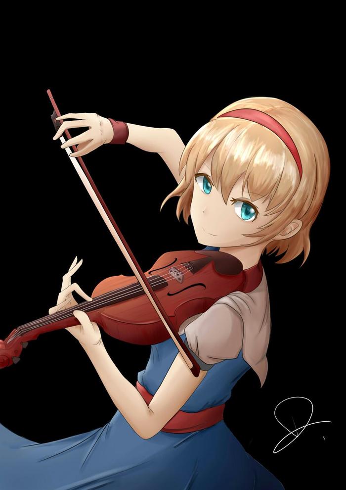 alice and violin插画图片壁纸