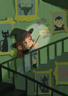 魔法走廊插画图片壁纸