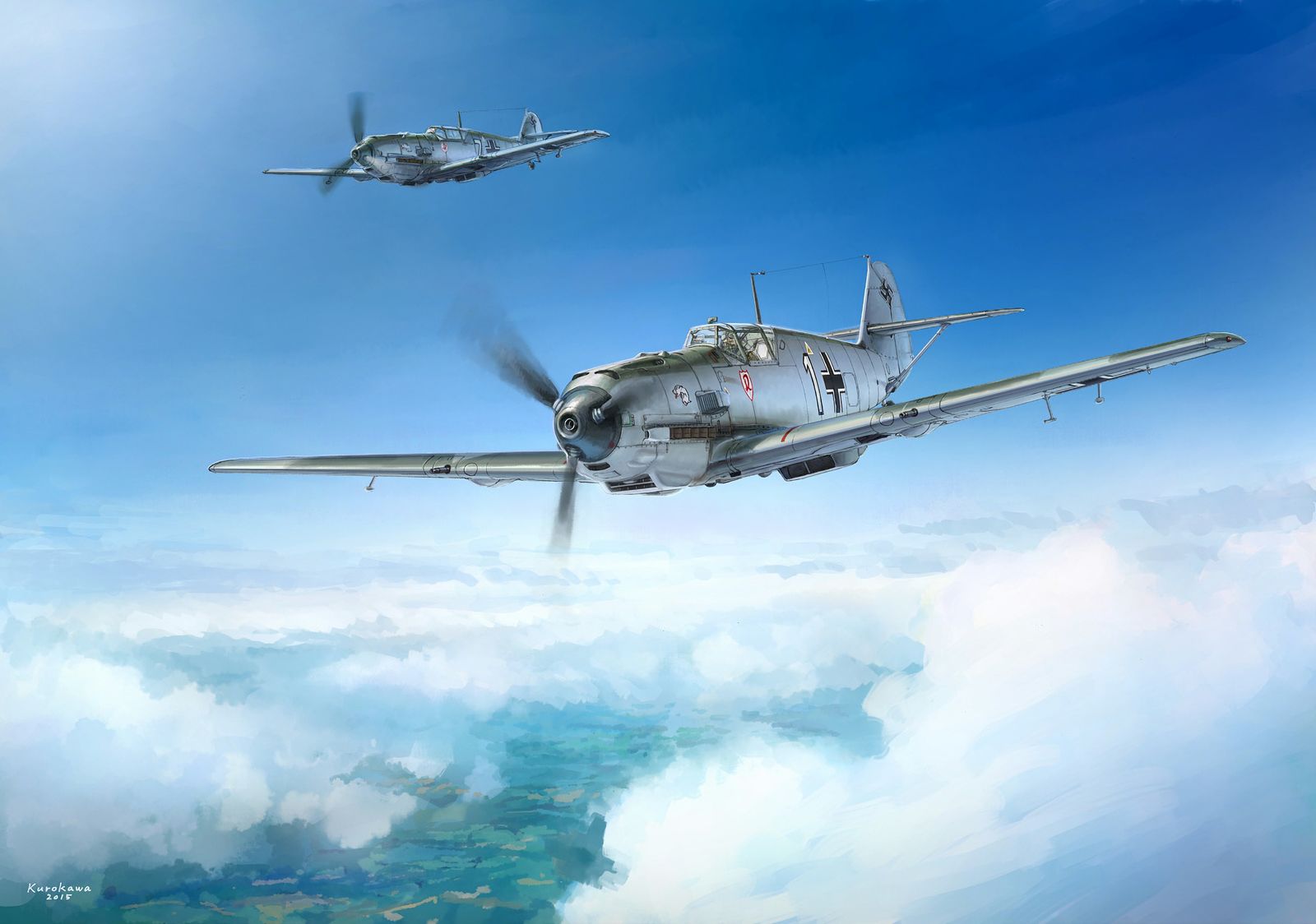 Bf-109E-4插画图片壁纸
