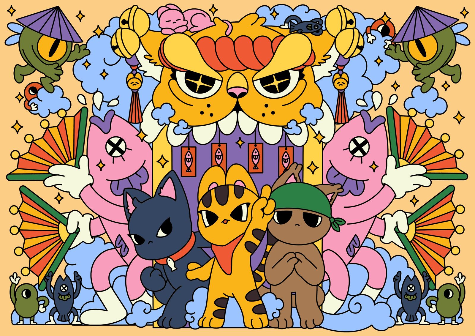 流浪猫猫防卫队插画图片壁纸