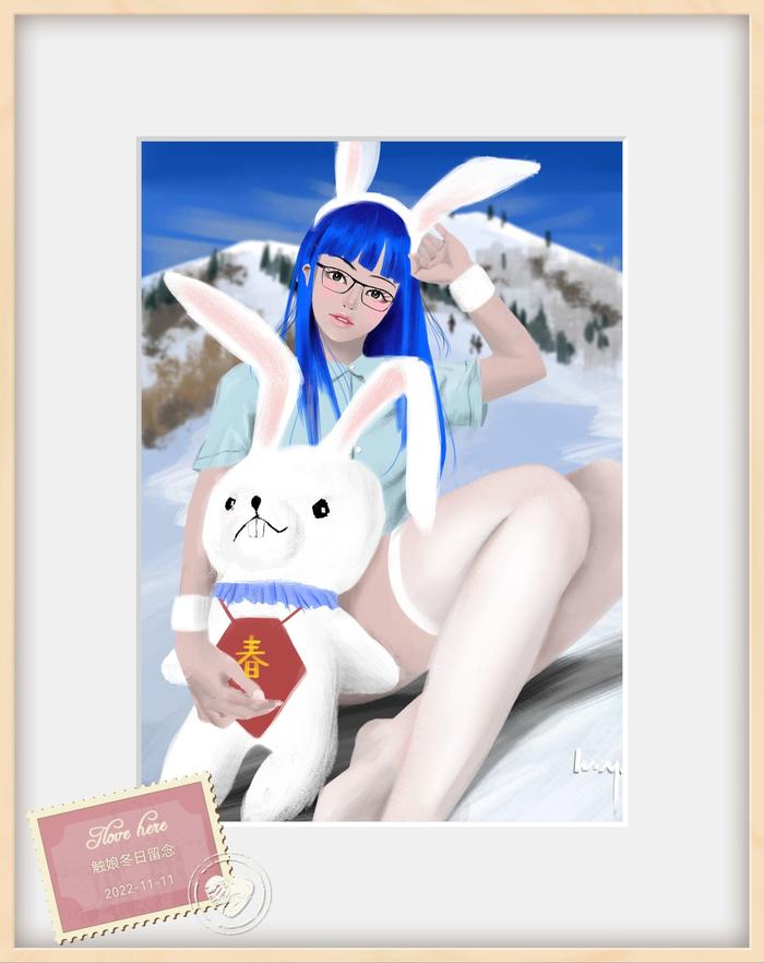 触娘与兔兔陪你过冬插画图片壁纸