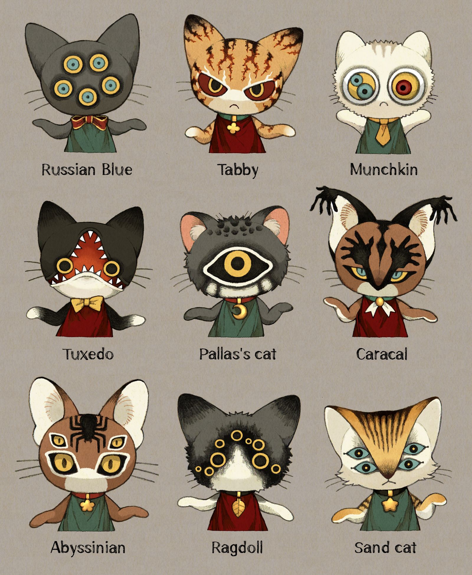 Monster cats插画图片壁纸