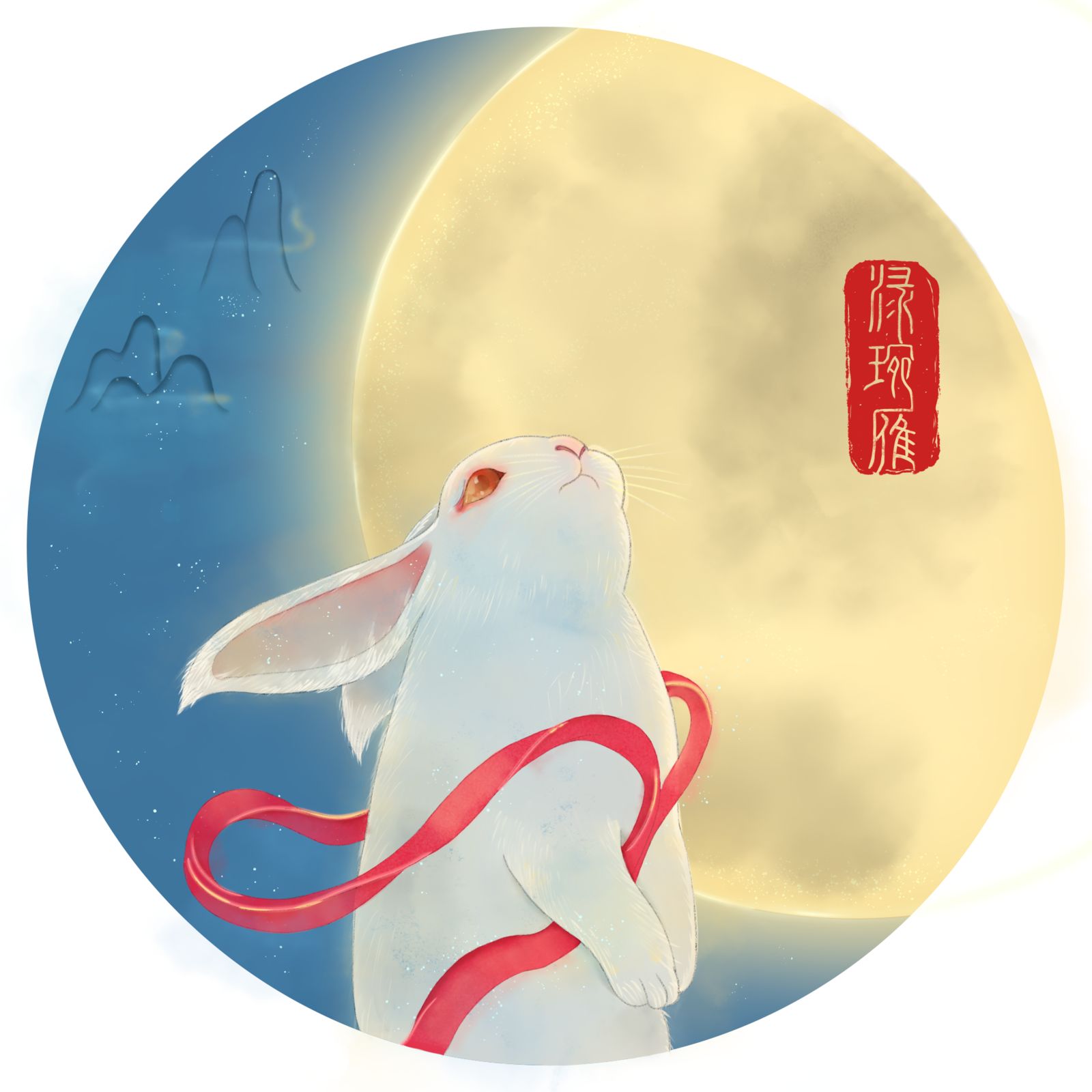 《中秋•玉兔望月》插画图片壁纸