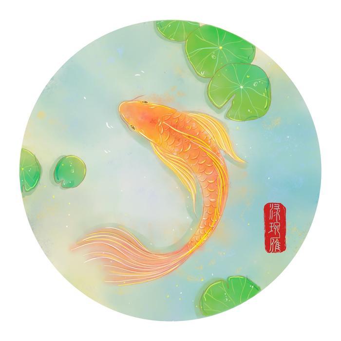 锦鲤插画图片壁纸