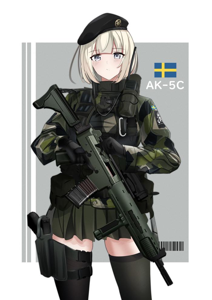 瑞典武装JK。插画图片壁纸