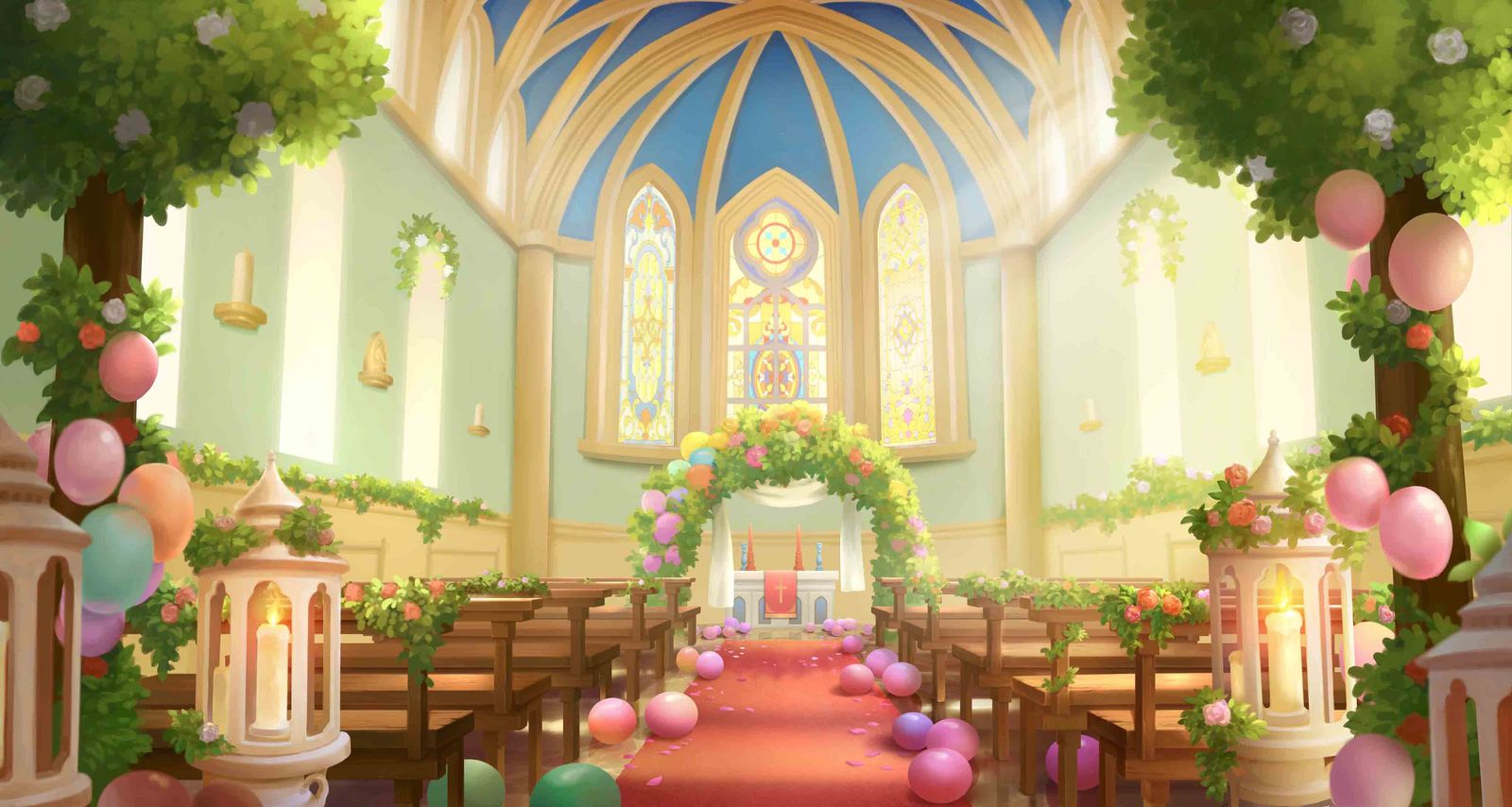 婚礼教堂插画图片壁纸