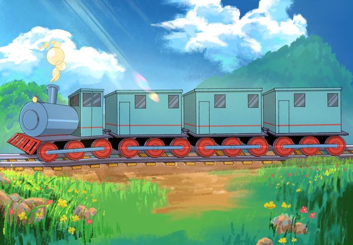 《夏日里的列车》插画图片壁纸