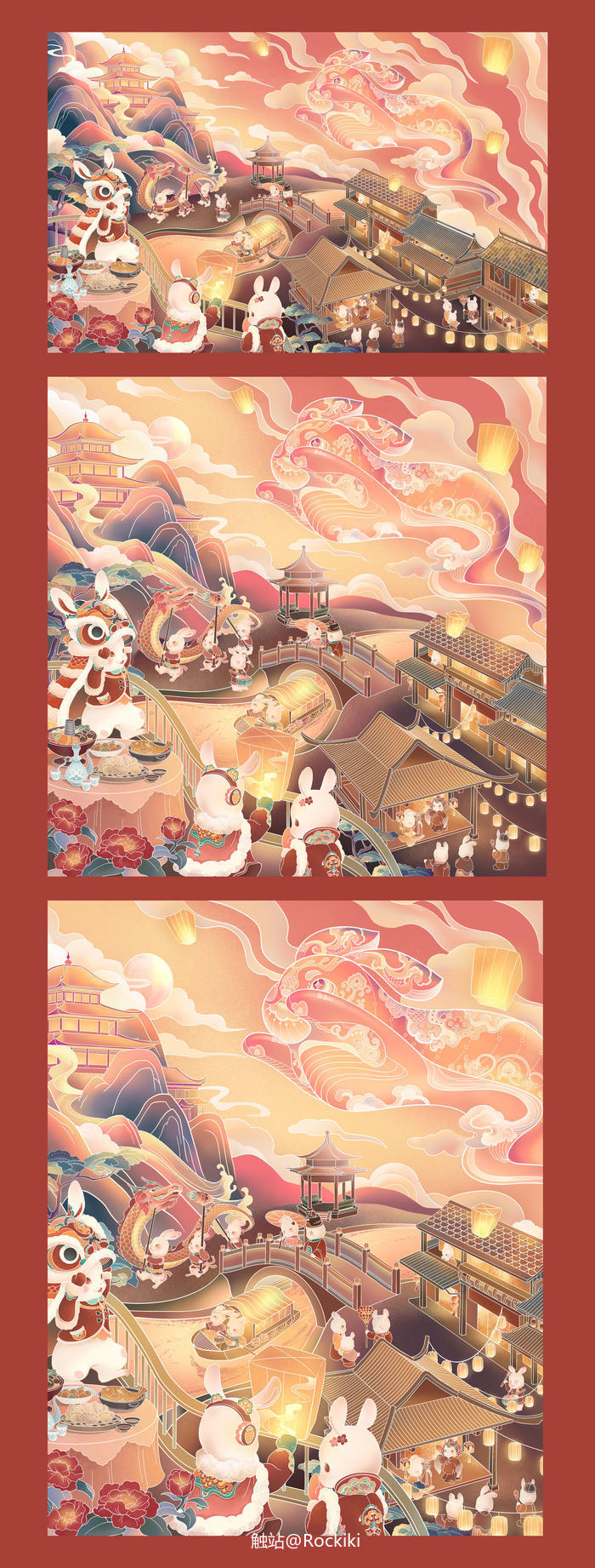 吉兔迎春至 ｜2023兔年新春节庆插画插画图片壁纸