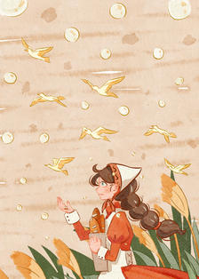 面包与鸟插画图片壁纸