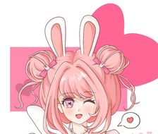 粉色小兔-兔年贺图原创