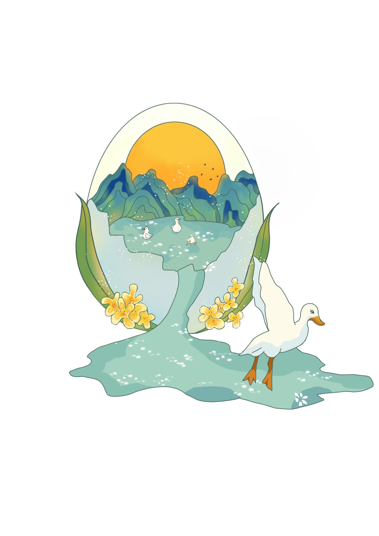 海鸭蛋真空包装袋设计插画图片壁纸