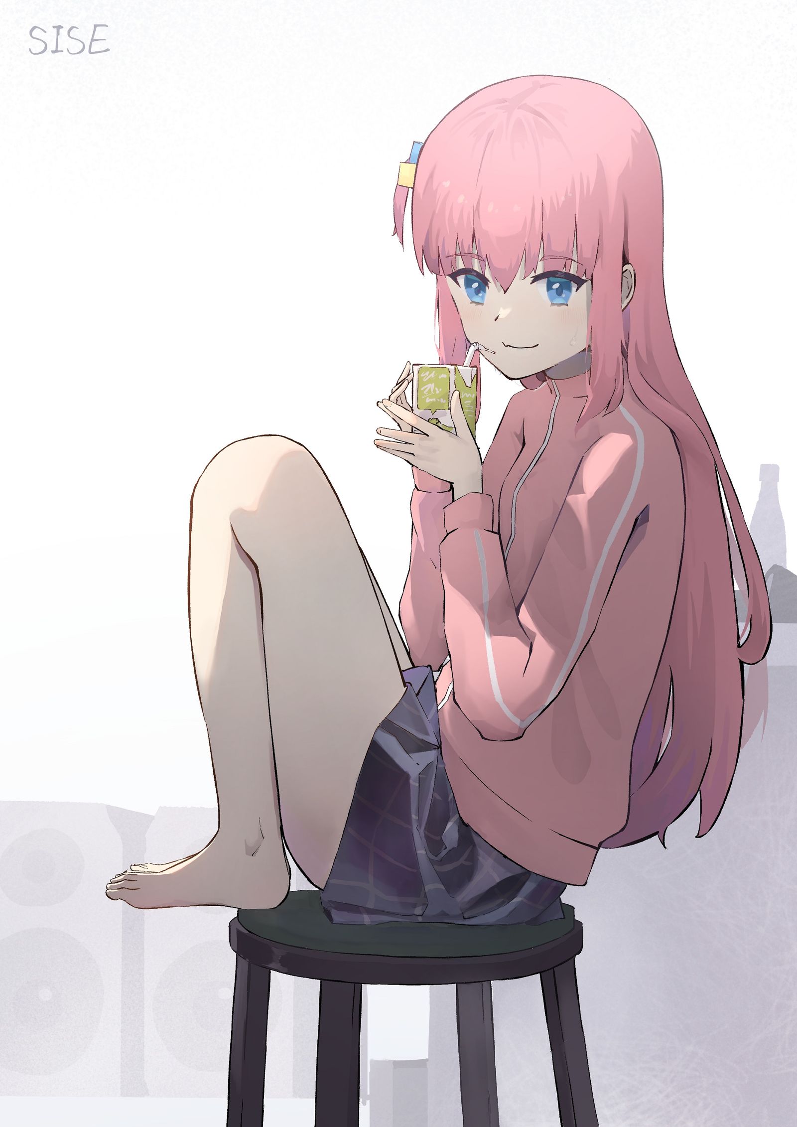 小孤独喝酸奶插画图片壁纸