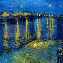 【梵高】罗纳河上的星夜插画图片壁纸