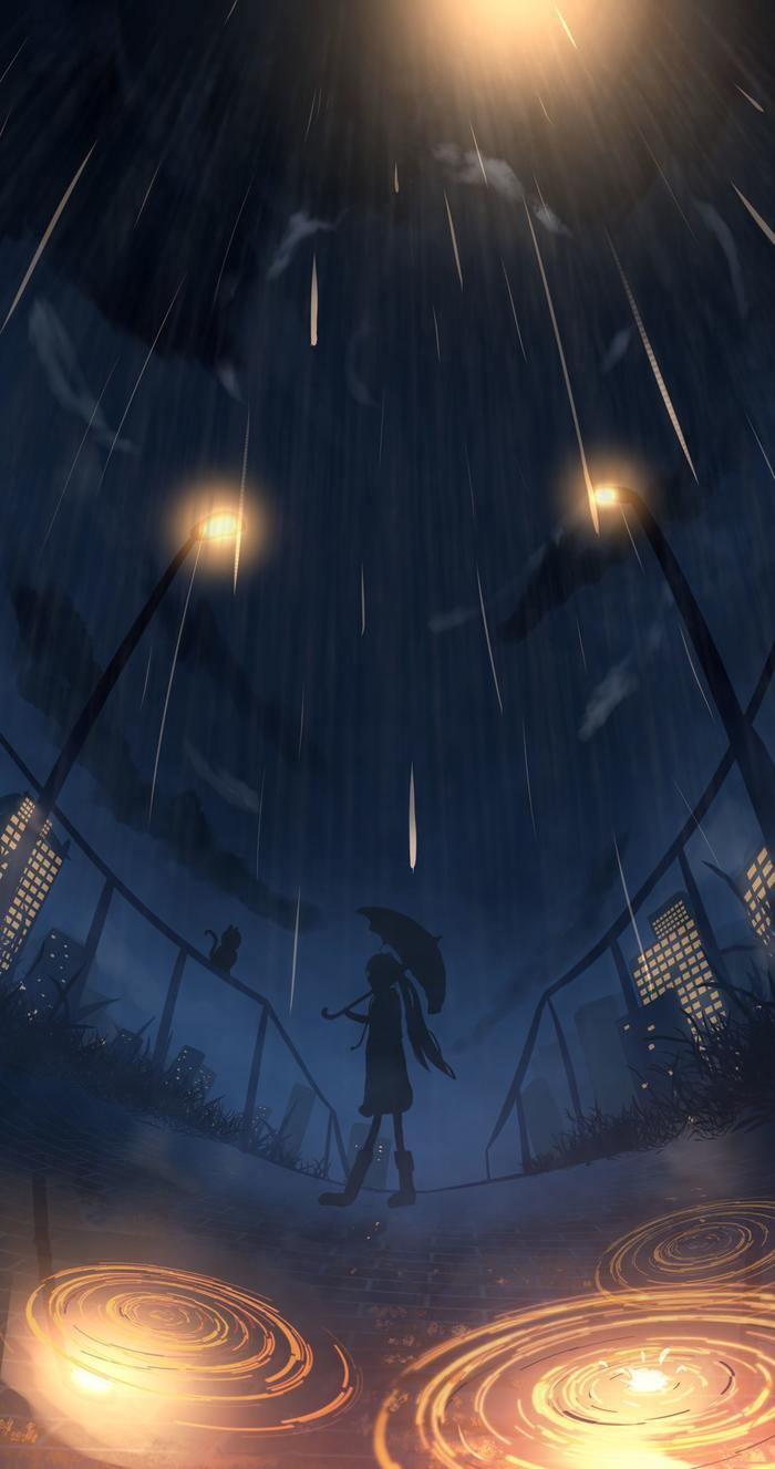 in the rain插画图片壁纸