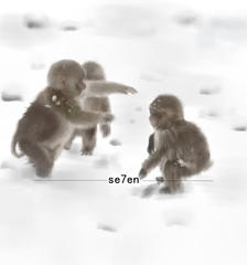 三只玩雪的猴子插画图片壁纸