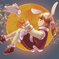兔子和少女插画图片壁纸
