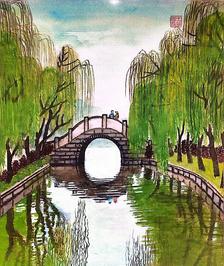 小桥流水插画图片壁纸