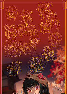 胡桃春节，全Q人物插画图片壁纸