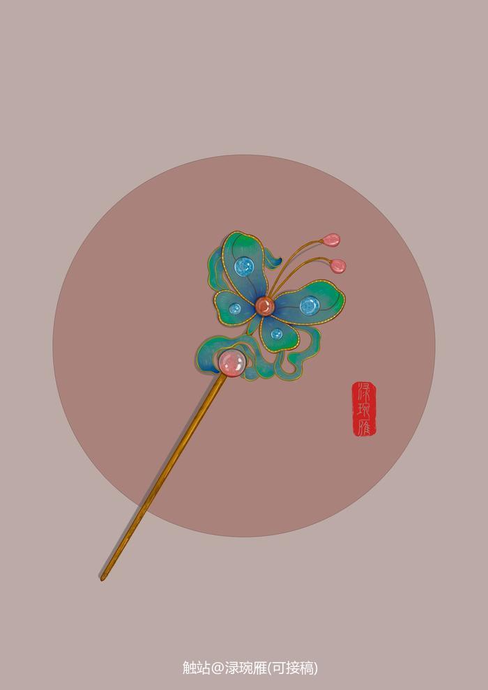 点翠（中国古代手工艺）插画图片壁纸