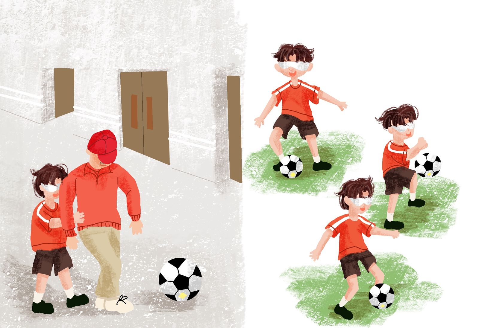 《盲人足球之光》绘本插画图片壁纸