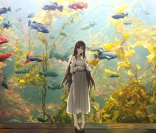 aquarium-女孩子背景