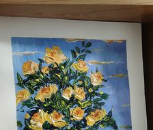黄玫瑰-油画油画风