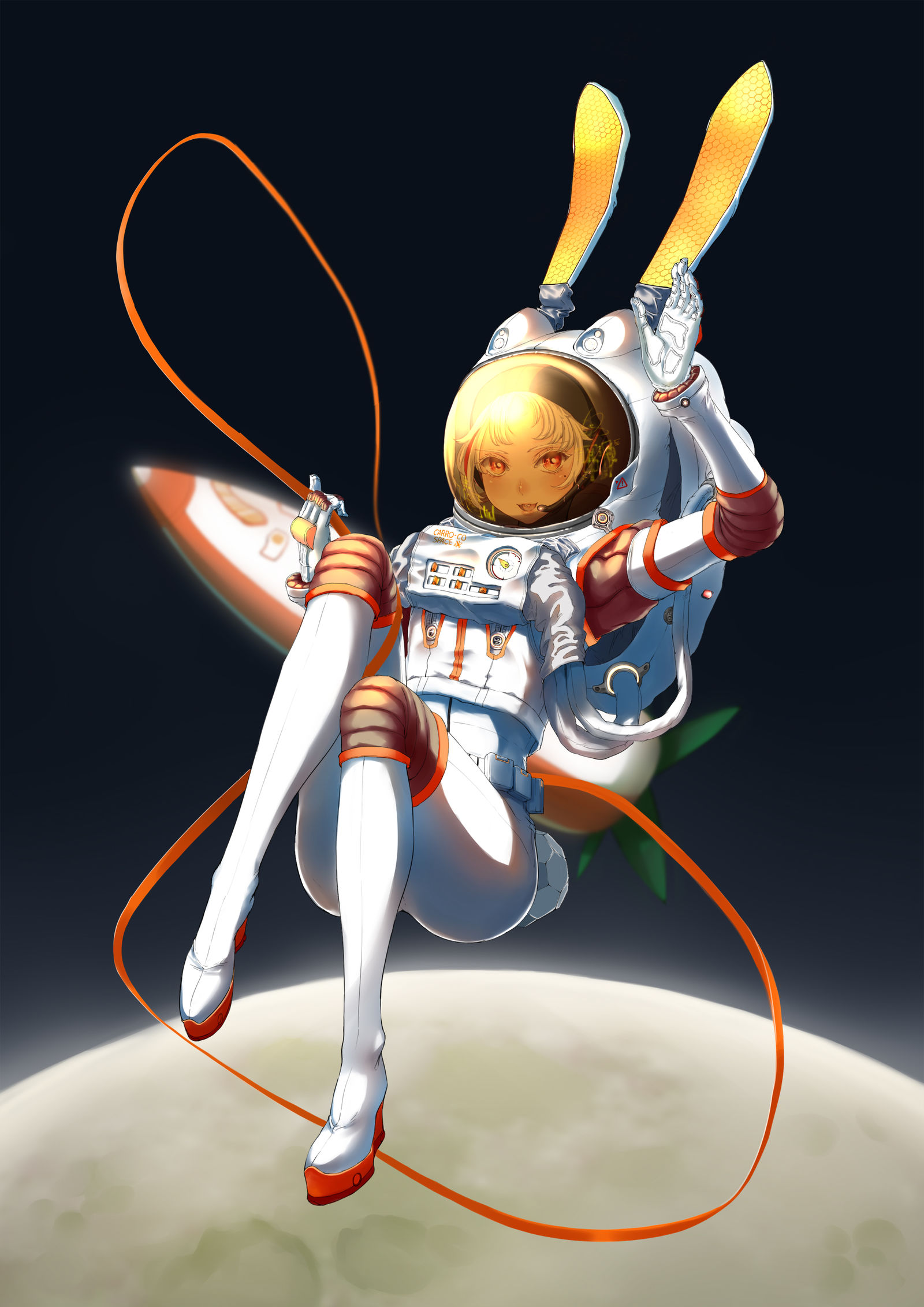 兔年画个兔-女孩子太空服