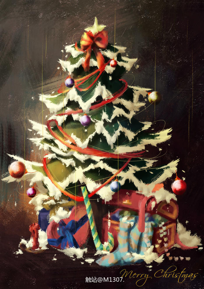 圣诞树插画图片壁纸