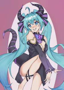 好凶的初音未来小恶魔插画图片壁纸