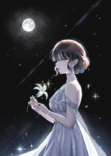 Moon lily插画图片壁纸