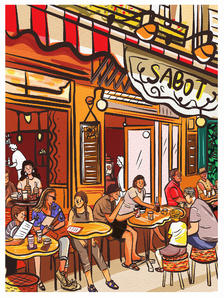 插画|街头咖啡店插画图片壁纸