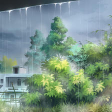 雨中小景插画图片壁纸