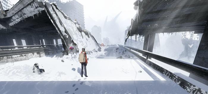 神奇宝贝与雪的废墟插画图片壁纸