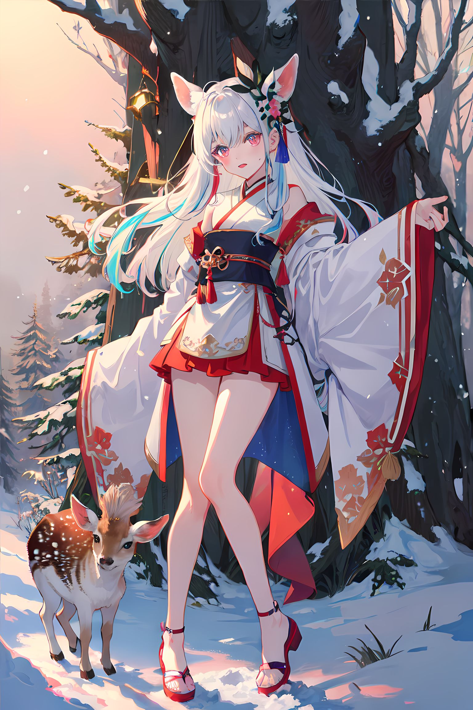 雪中独行，狐耳少女带你穿梭日本风。
