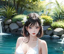 清凉夏日：二次元泳池边的美少女