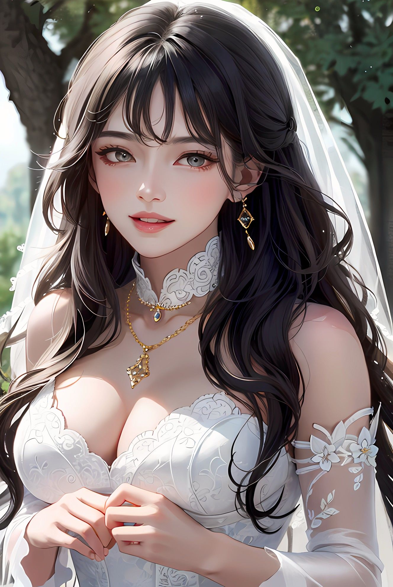 森林女神闪的婚纱照插画图片壁纸