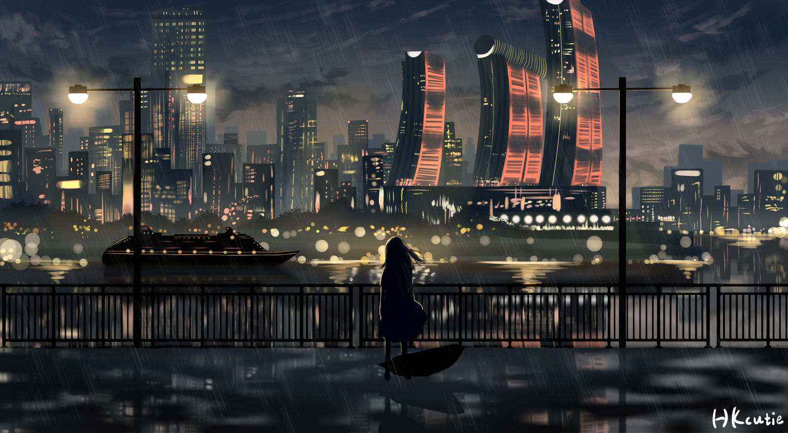 身临雨夜—重庆插画图片壁纸